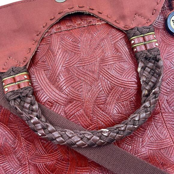 The Sak Brown Braided Boho Leather Foldover Adjustable Strap Medium Crossbody - Picture 4 of 15